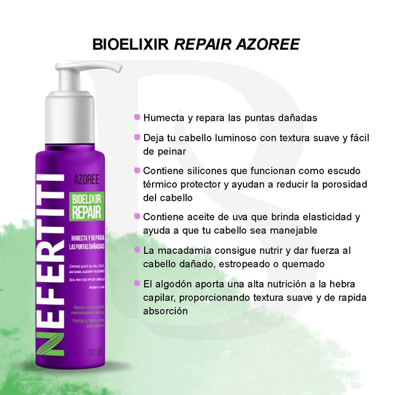 Tratamiento Bioelixir Azoree para Cabello Maltratado Para Puntas Dañadas Nefertiti 90ml