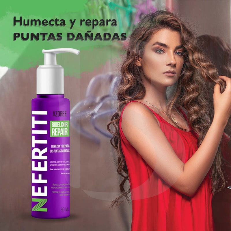 Tratamiento Bioelixir Azoree para Cabello Maltratado Para Puntas Dañadas Nefertiti 90ml