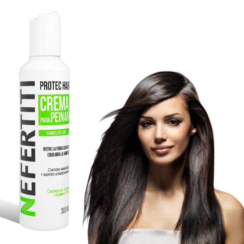 Crema para Peinar Cabello Liso - Sin Sal y Anti Frizz, Suavidad y Brillo