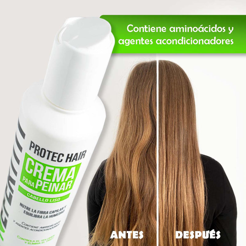 Crema para Peinar Cabello Liso - Sin Sal y Anti Frizz, Suavidad y Brillo
