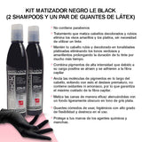 Kit 2 Pzas Shampoo Matizador Negro Le Black Para Cabello Platinado + Par De Guantes 250ml
