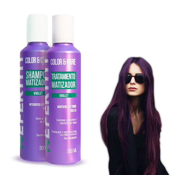 Matizador Violeta + Tratamiento Keratina Nefertiti 2p 300ml c/u