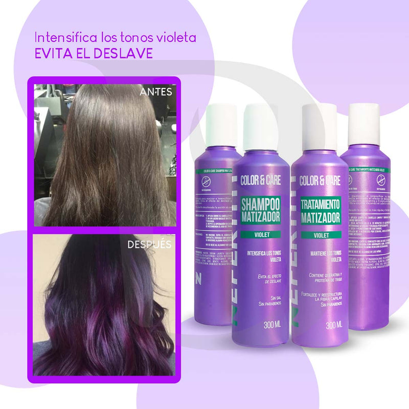 Matizador Violeta + Tratamiento Keratina Nefertiti 2p 300ml c/u