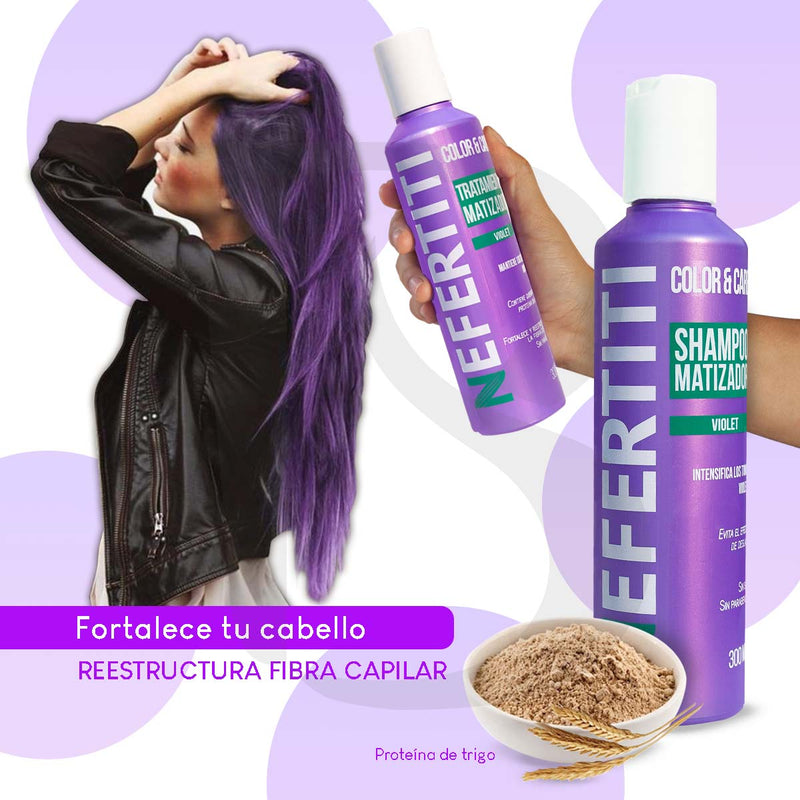 Matizador Violeta + Tratamiento Keratina Nefertiti 2p 300ml c/u