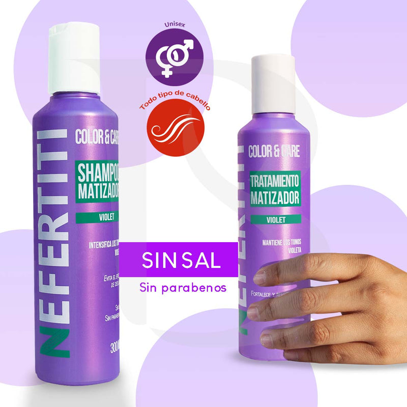 Matizador Violeta + Tratamiento Keratina Nefertiti 2p 300ml c/u