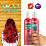 Shampoo Matizador rojo + Tratamiento con Keratina Nefertiti 300ml c/u