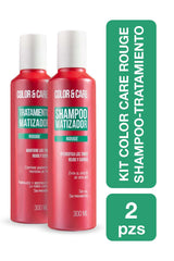 Shampoo Matizador rojo + Tratamiento con Keratina Nefertiti 300ml c/u