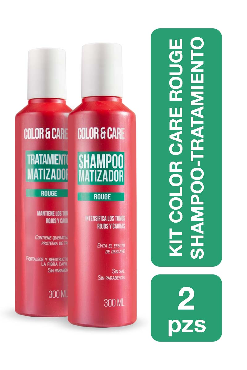 Shampoo Matizador rojo + Tratamiento con Keratina Nefertiti 300ml c/u