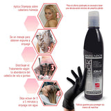 Kit 2 Pzas Shampoo Matizador Negro Le Black Para Cabello Platinado + Par De Guantes 250ml