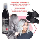Kit 2 Pzas Shampoo Matizador Negro Le Black Para Cabello Platinado + Par De Guantes 250ml