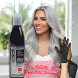 Kit 2 Pzas Shampoo Matizador Negro Le Black Para Cabello Platinado + Par De Guantes 250ml