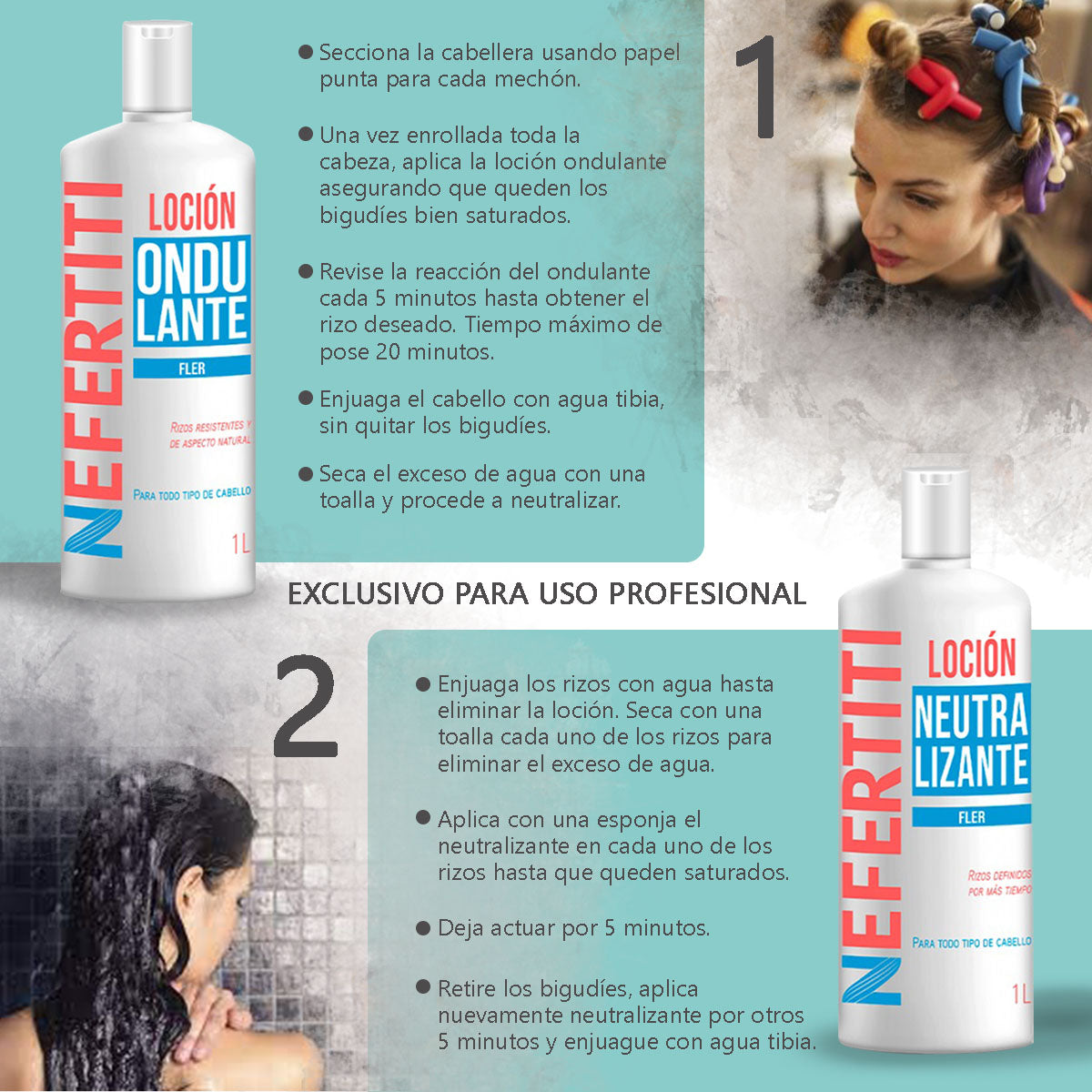 Kit LociÃ³n Ondulante + Neutralizante Fler - Rizos Definidos y Durader ...
