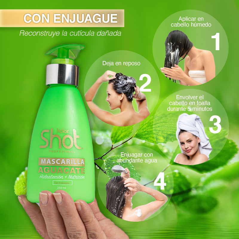 Mascarilla Capilar De Aguacate Kolor Shot Nutre Y Da Brillo Natural 300ml