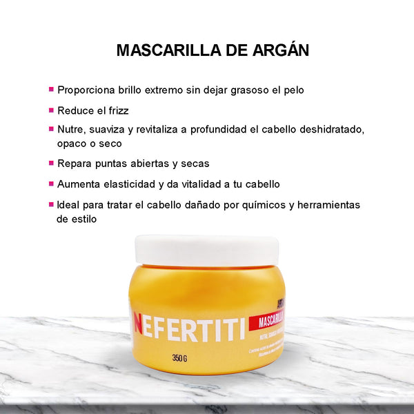 Mascarilla Para Cabello Maltratado Argan Hidratante Nefertiti 350gr