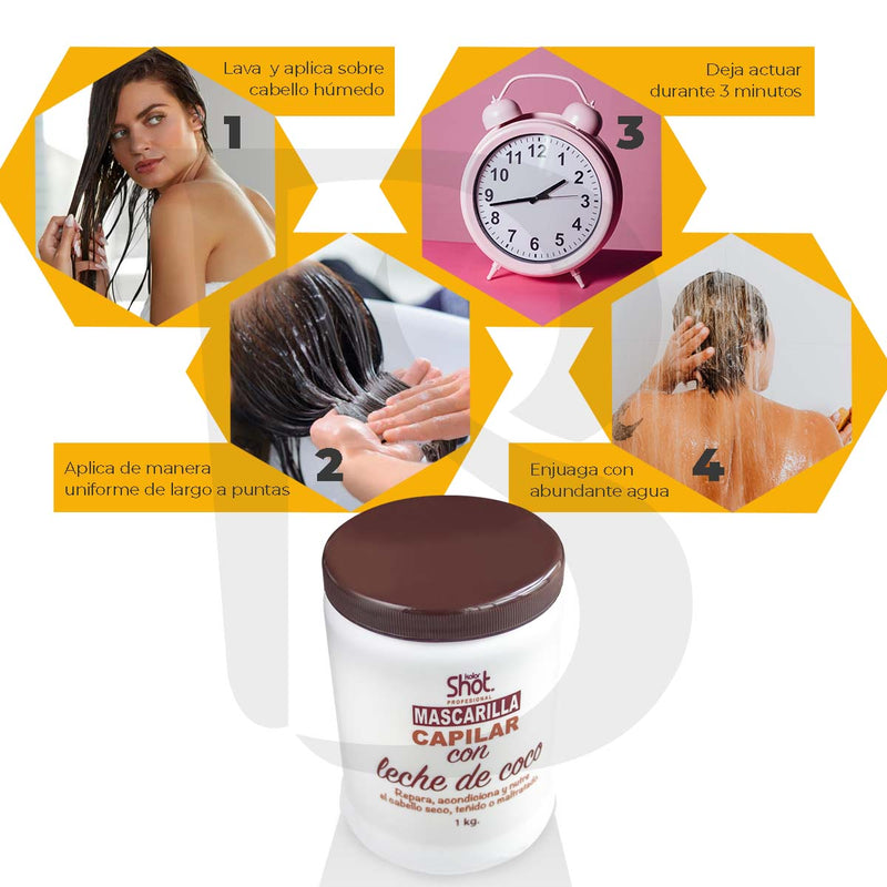 Mascarilla De Coco Kolor Shot Repara, Nutre Y Fortalece 1kg