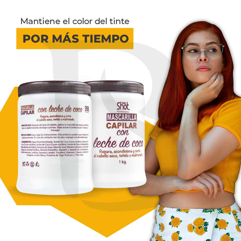 Mascarilla De Coco Kolor Shot Repara, Nutre Y Fortalece 1kg