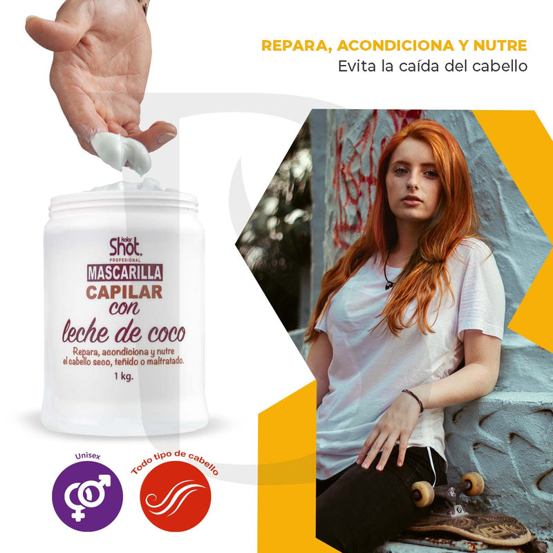 Mascarilla De Coco Kolor Shot Repara, Nutre Y Fortalece 1kg