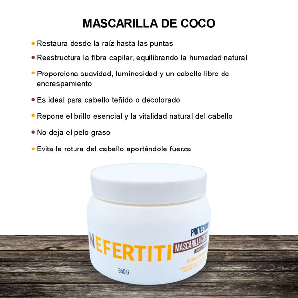 Mascarilla Para Cabello Teñido Coco con Keratina Nefertiti 350gr