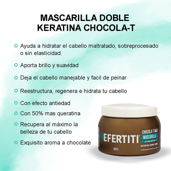 Mascarilla Doble Keratina Nefertiti Para Cabello Maltratado 350gr