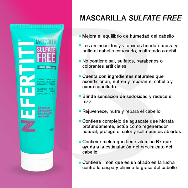 Mascarilla Sin Parabenos Para Cabello Teñido Nefertiti 250gr