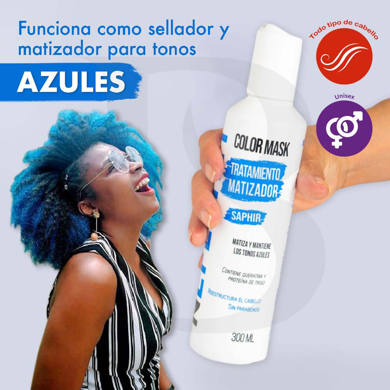 Matizador Azul Para Cabello Sin Parabenos Con Keratina Nefertiti 300ml