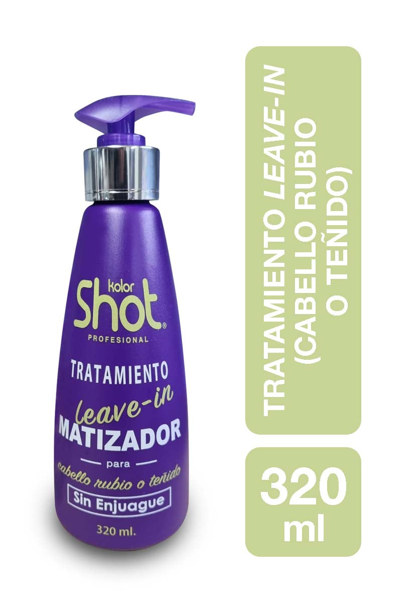 Tratamiento Matizador Leave-In 300ml Kolor Shot Profesional con Pigmentos Violetas y Agentes Hidratantes – Sin Enjuague, Elimina Reflejos Amarillos en Cabello Rubio o Teñido, Aporta Brillo y Protección Térmica