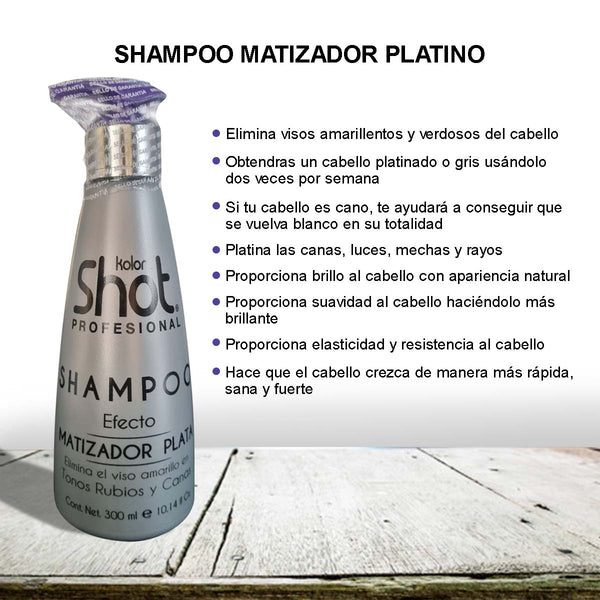 Shampoo Matizador Plata Cabello Platinado Kolor Shot 300 ml