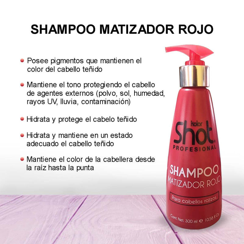 Shampoo Matizador Color Rojo Kolor Shot 300 ml