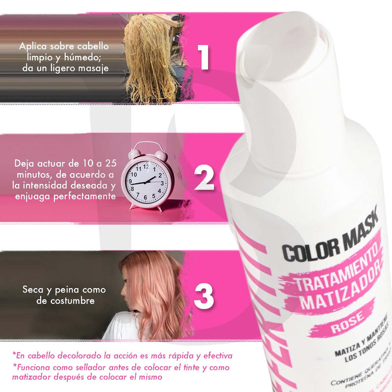 Matizador Rosa Para Cabello Sin Parabenos Con Keratina Nefertiti 300ml