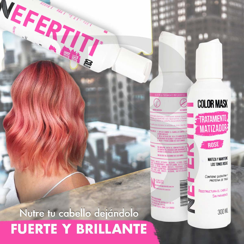 Matizador Rosa Para Cabello Sin Parabenos Con Keratina Nefertiti 300ml