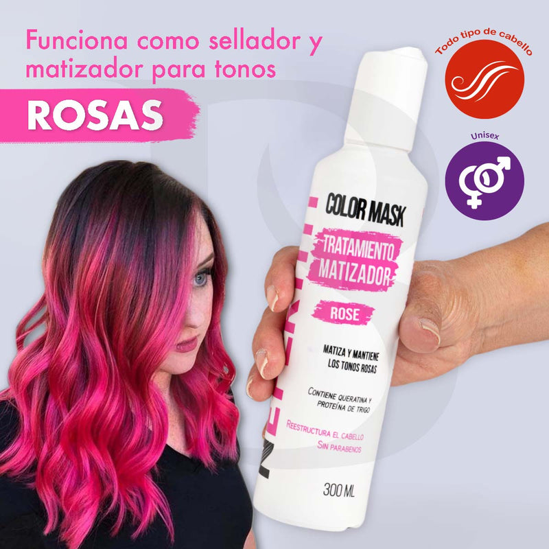 Matizador Rosa Para Cabello Sin Parabenos Con Keratina Nefertiti 300ml