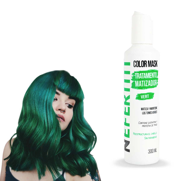 Matizador verde Para Cabello Sin Parabenos Con Keratina Nefertiti 300ml