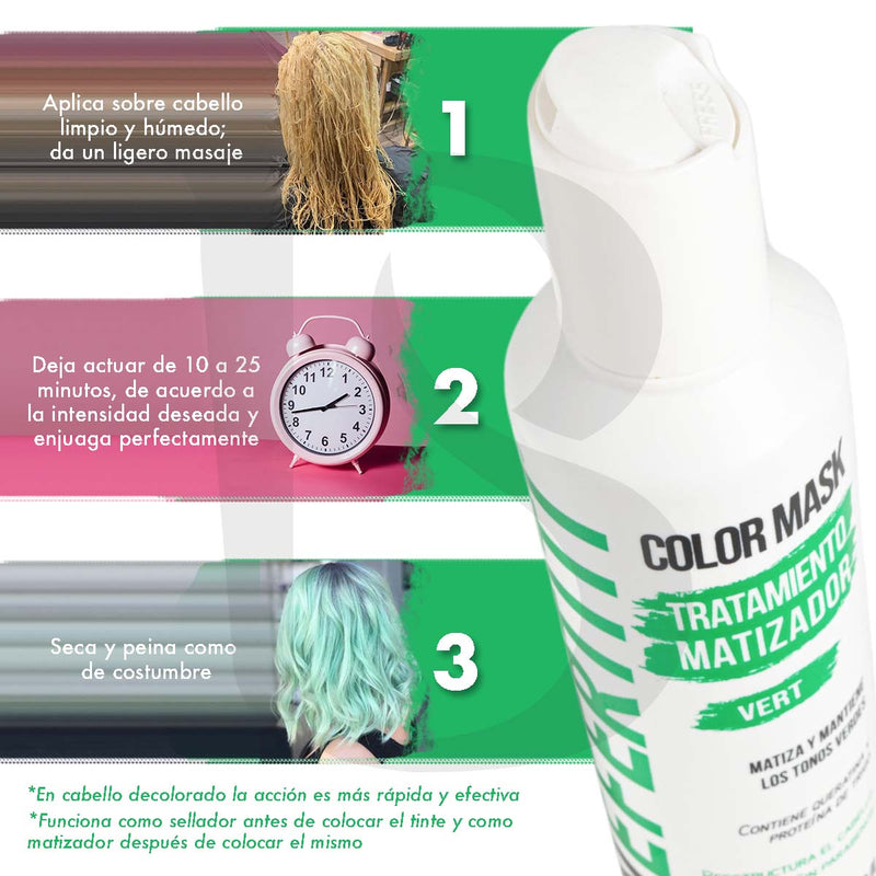Matizador verde Para Cabello Sin Parabenos Con Keratina Nefertiti 300ml