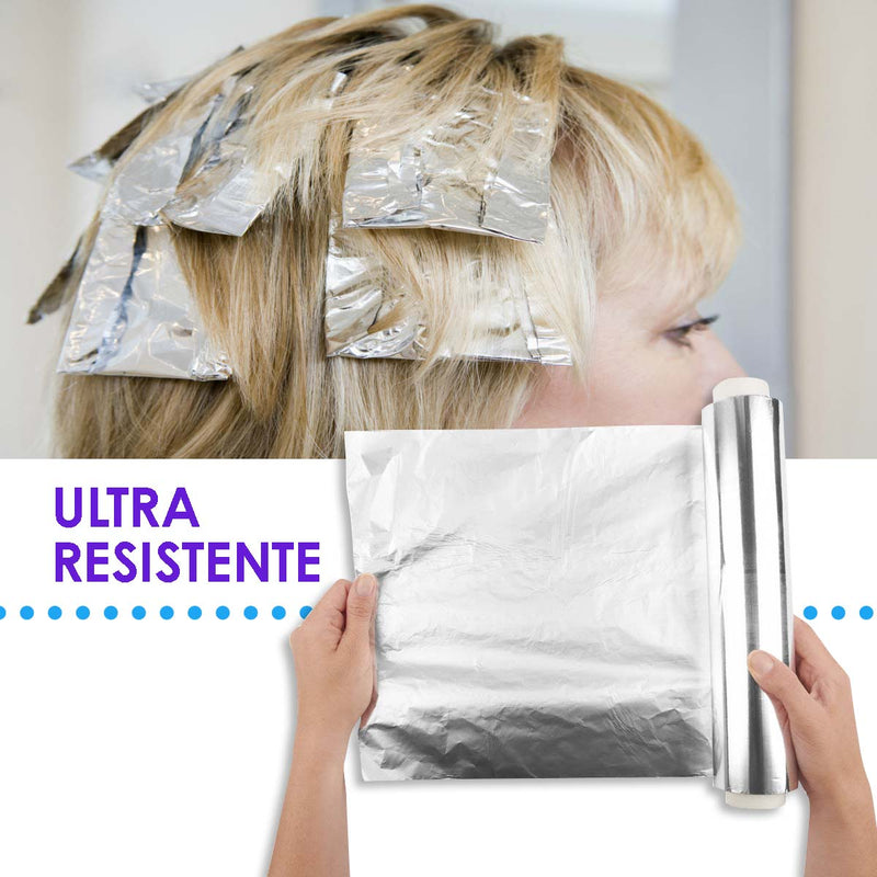 Papel Aluminio Profesional para Mechas, Balayage y Decoloraciones | Resistente al Calor, Evita Escurrimientos y Manchas, Ideal para Coloraciones y Reflejos