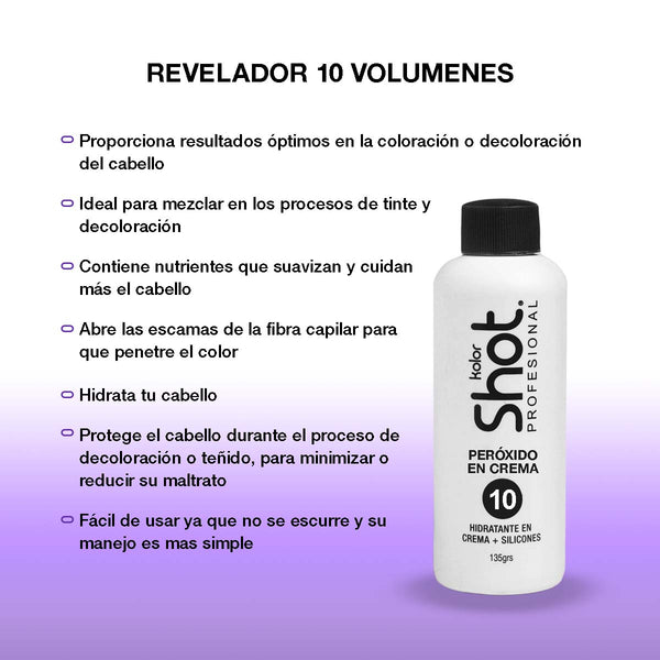 Revelador en Crema Peróxido H₂O₂ Kolor Shot 10‑40 Vol