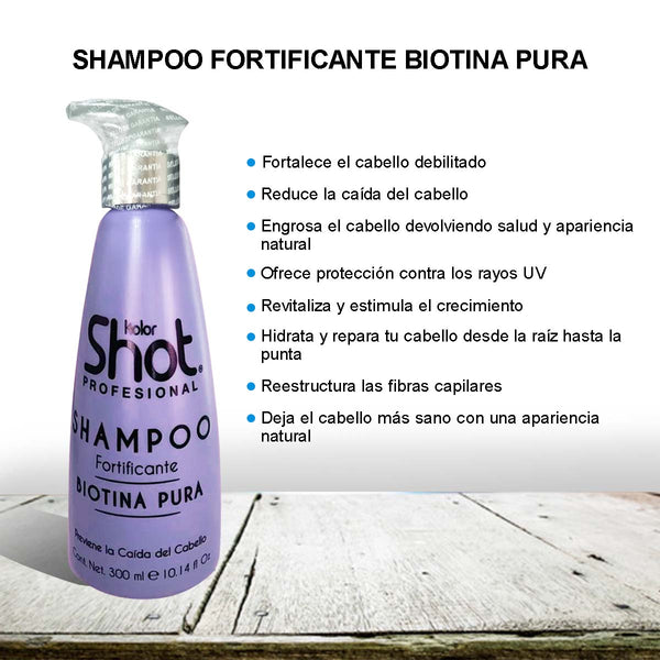 Shampoo Anticaída Biotina Pura con Keratina Kolor Shot 300ml
