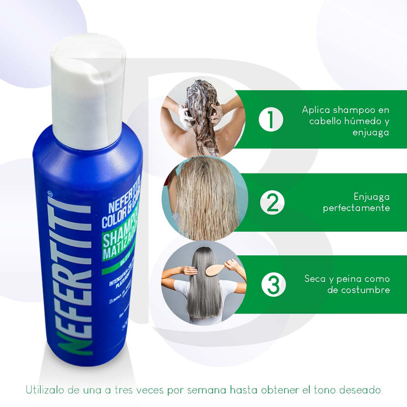Shampoo Matizador Azul Nefertiti Neutraliza Amarillos 300ml