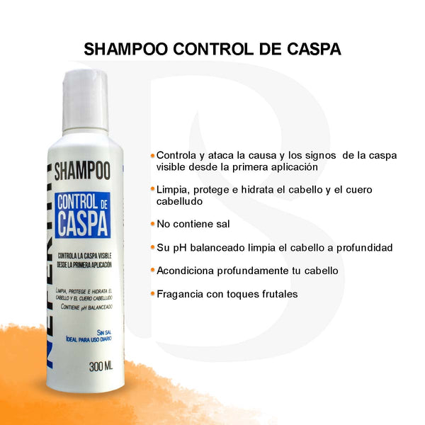 Shampoo Sin Sal Para Control De Caspa Nefertiti 300ml