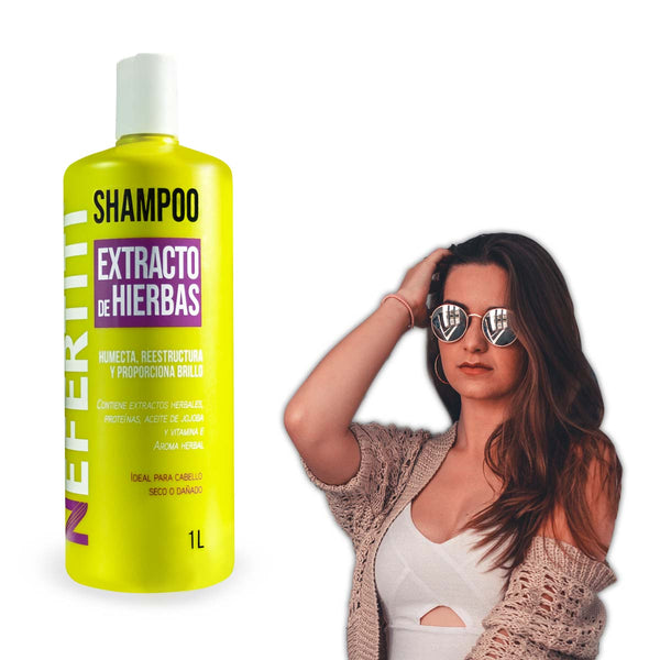 Shampoo Hierbas Nefertiti 1L Cabello Seco y Dañado