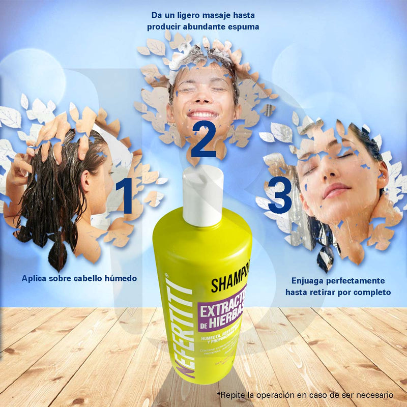 Shampoo Hierbas Nefertiti 1L Cabello Seco y Dañado