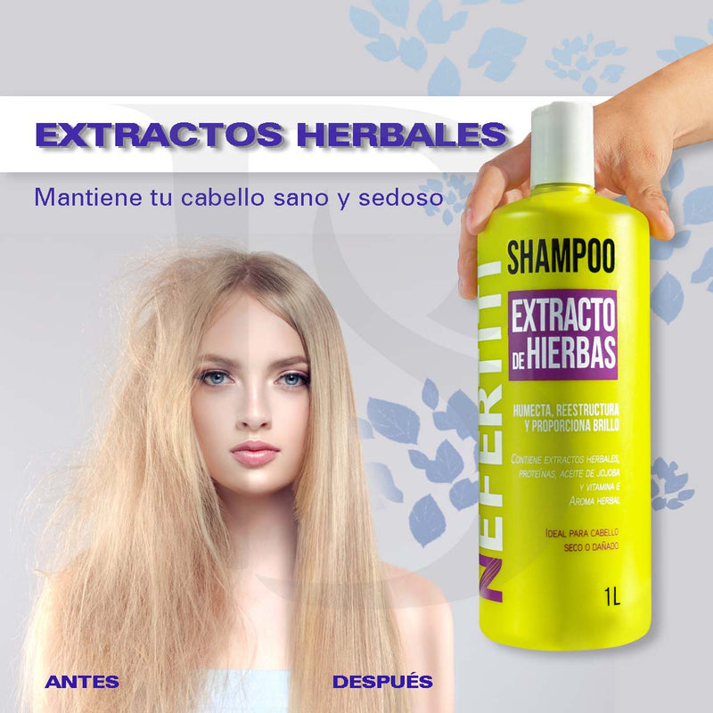 Shampoo Hierbas Nefertiti 1L Cabello Seco y Dañado
