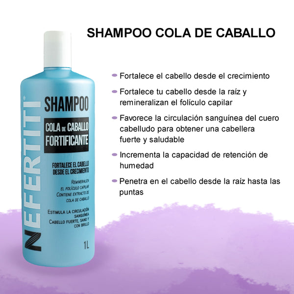 Shampoo Cola De Caballo Fortificante Para Crecimiento de cabello Nefertiti 1 Litro