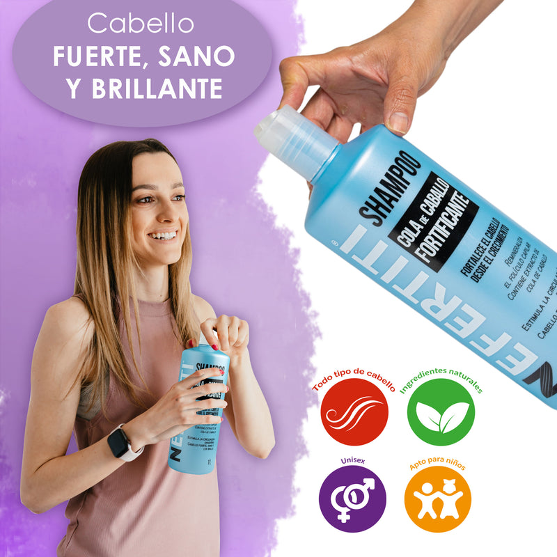 Shampoo Cola De Caballo Fortificante Para Crecimiento de cabello Nefertiti 1 Litro