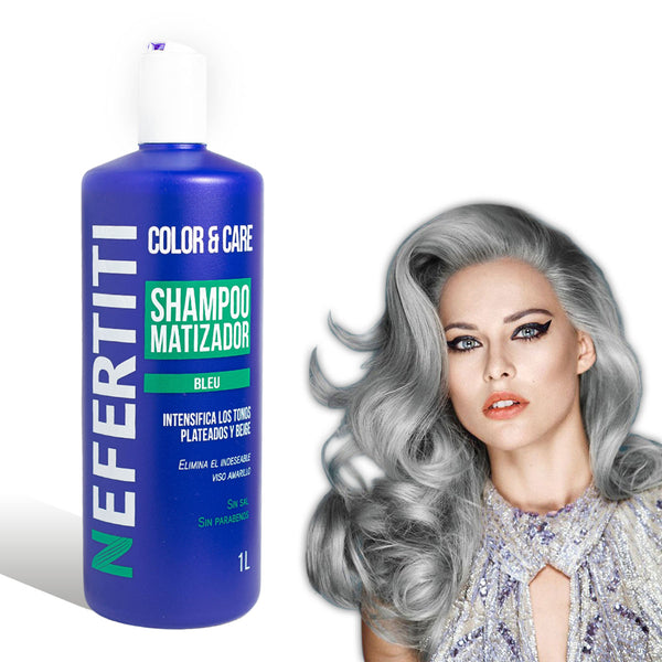 Shampoo Matizador Plata Bleu Nefertiti Sin Sal Ni Parabenos 1Lt