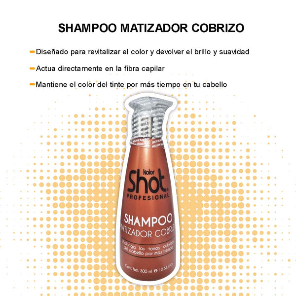 Shampoo Matizador Cobrizo con Keratina y Aceite de Argán Para Cabello Teñido 300ml