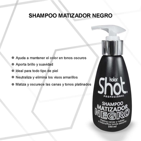 Shampoo Matizador Negro con Keratina y Argán Kolor Shot 300ml