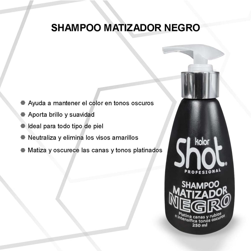 Shampoo Matizador Negro con Keratina y Argán Kolor Shot 300ml