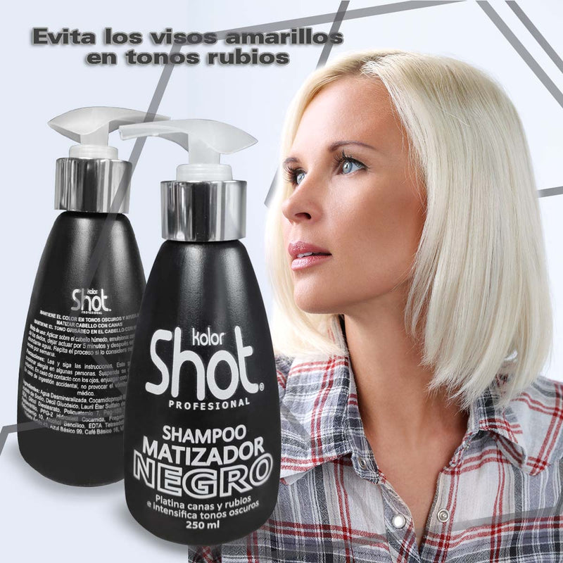 Shampoo Matizador Negro con Keratina y Argán Kolor Shot 300ml