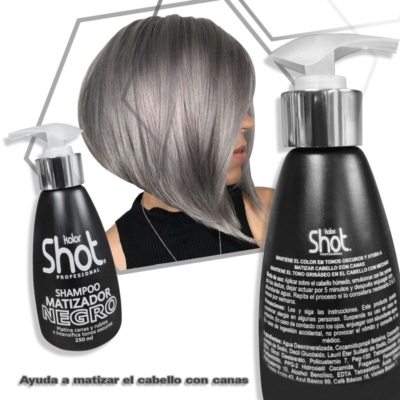 Shampoo Matizador Negro con Keratina y Argán Kolor Shot 300ml