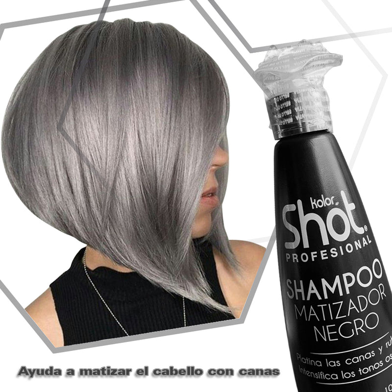 Shampoo Matizador Negro con Keratina y Argán Kolor Shot 300ml